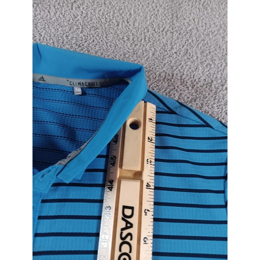 Adidas Climachill Golf Polo Shirt XL Blue‎ Striped Performance Short Sleeve